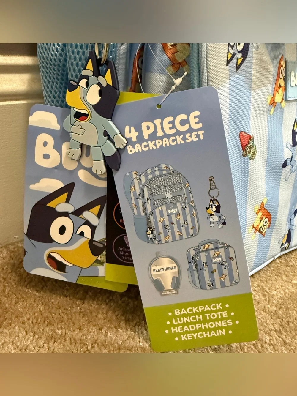 Bluey 17” Backpack Lunchbox 4 Piece Set
